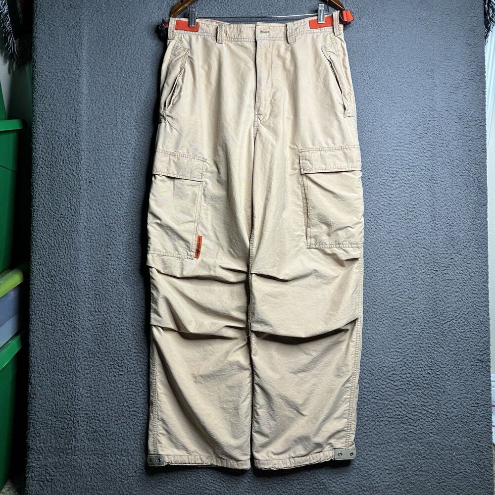 Vintage Abercrombie and Fitch Paratrooper Cargo Pants Large Tan Baggy Military